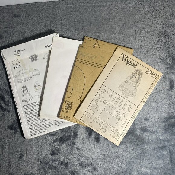 VTG 90s Vogue Linda Carr 8336 18" Girl Doll Early American Clothes Pattern Uncut - Picture 6 of 7